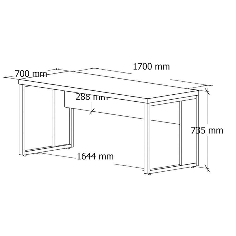 Mesa Escrivaninha Retangular Office 170cm Pé Quadro Nogal-preto - 7