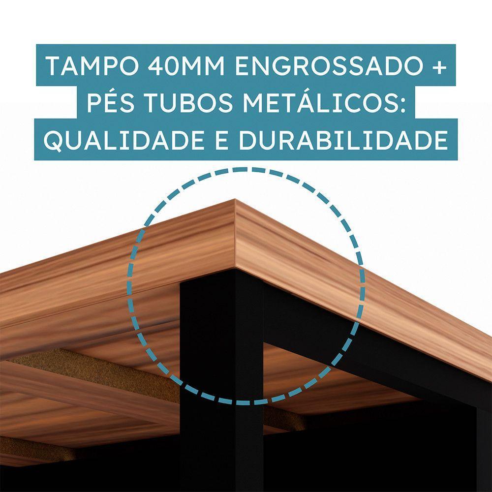 Mesa Escrivaninha Retangular Office 170cm Pé Quadro Nogal-preto - 10