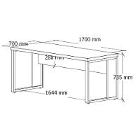 Mesa Escrivaninha Retangular Office 170cm Pé Quadro Nogal-preto - 7