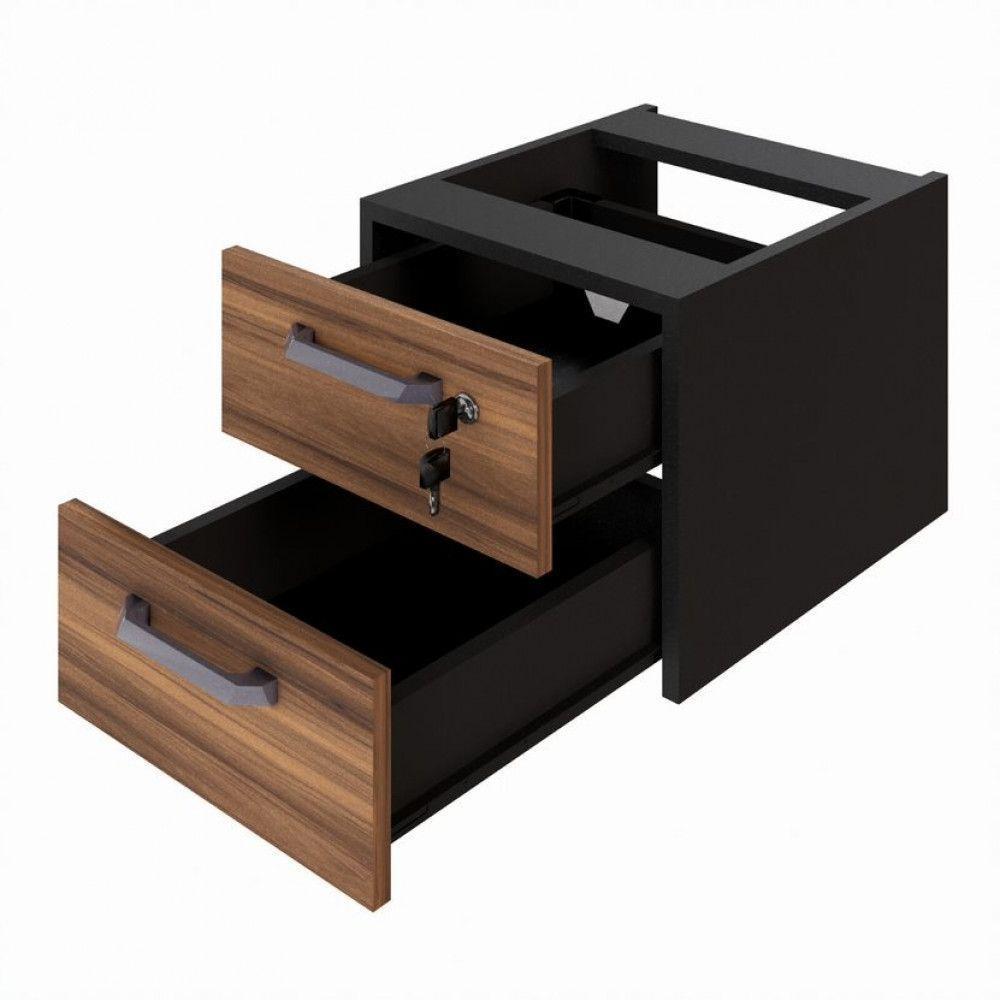 Gaveteiro Office Suspenso Com 2 Gavetas Web Office Nogal-preto - 3