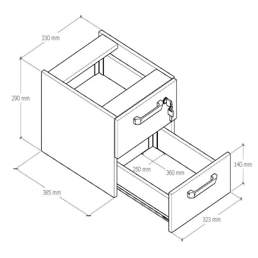 Gaveteiro Office Suspenso Com 2 Gavetas Web Office Nogal-preto - 4