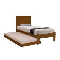 Cama Solteiro Com Auxiliar Madeira Lara - Castanho - Marrom - 2