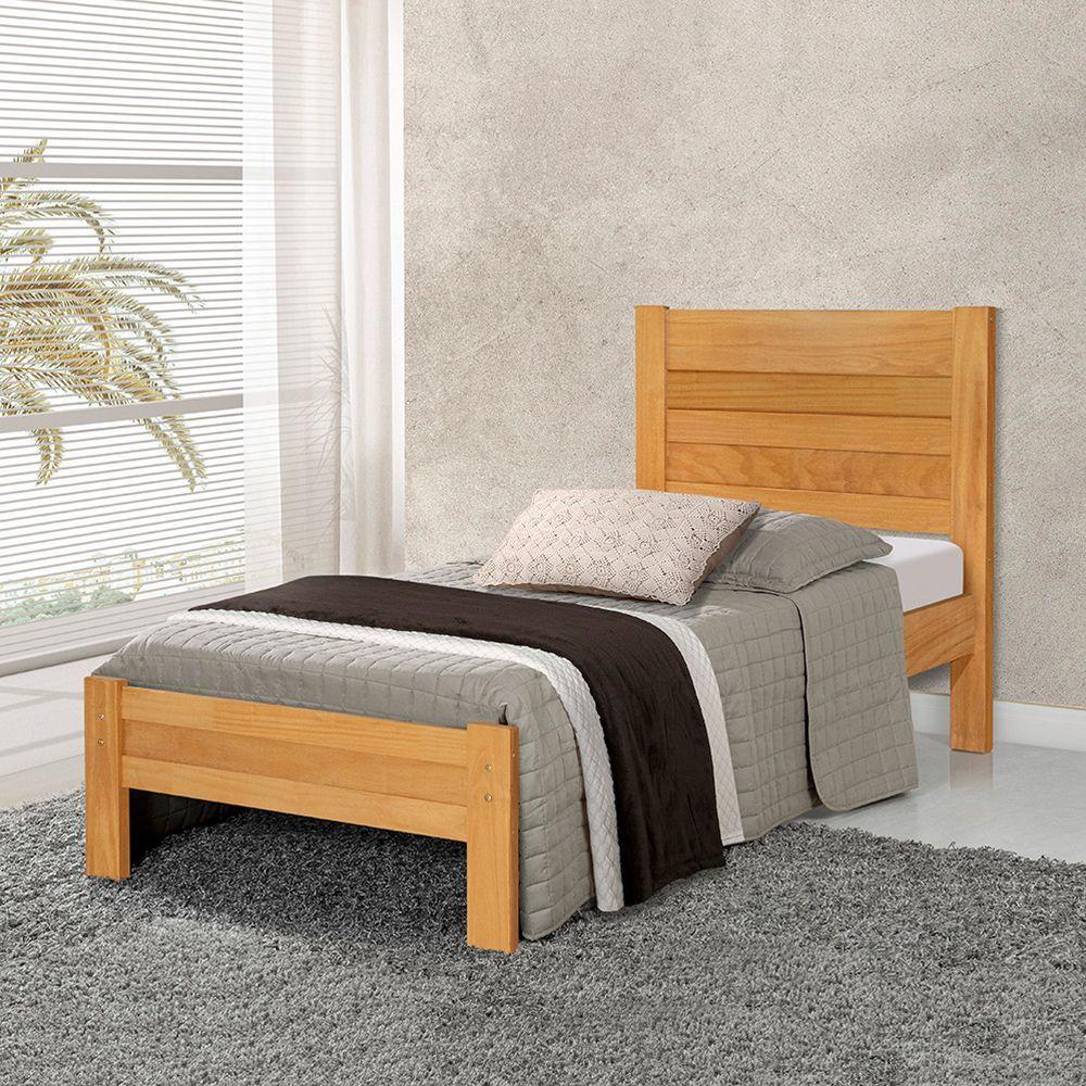 Cama Com Colchão Solteiro Lara Madeira - Imbuia - Marrom - 1