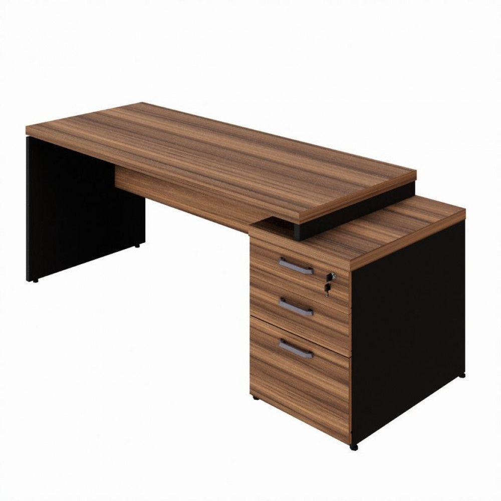 Mesa Diretor Office 170-192cm Com Gaveteiro Web Office Nogal-preto - 3