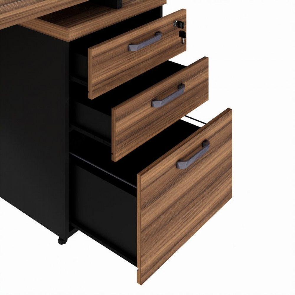 Mesa Diretor Office 170-192cm Com Gaveteiro Web Office Nogal-preto - 8