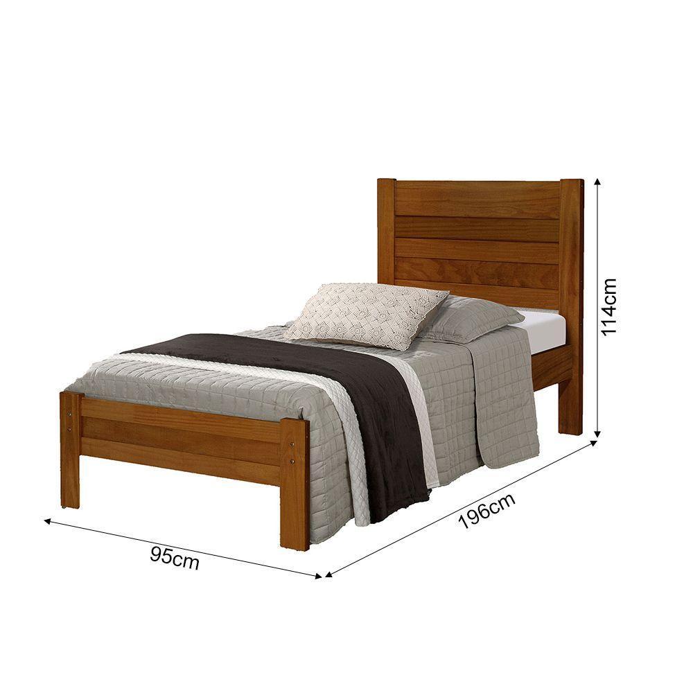 Cama Com Colchão Solteiro Lara Madeira - Castanho - Marrom - 4