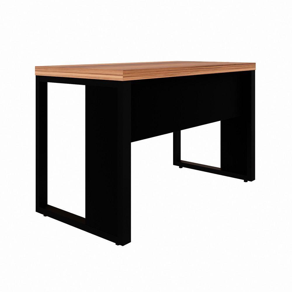 Mesa Escrivaninha Retangular Office 120cm Pé Quadro Nogal-preto - 4