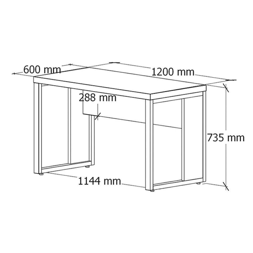 Mesa Escrivaninha Retangular Office 120cm Pé Quadro Nogal-preto - 7