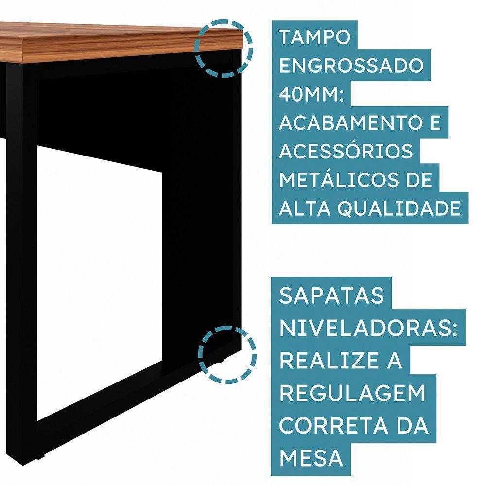 Mesa Escrivaninha Retangular Office 120cm Pé Quadro Nogal-preto - 8