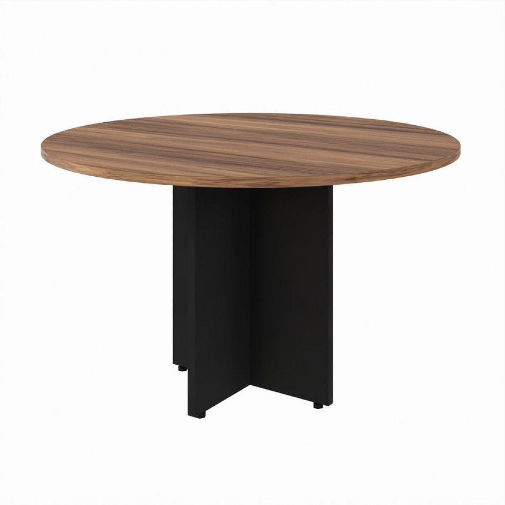 Mesa Circular Office 120cm Pé Painel Web Office Nogal-preto - 1