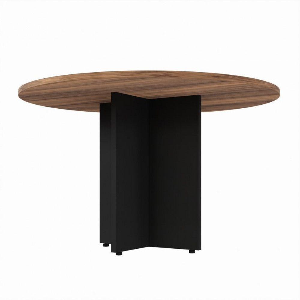 Mesa Circular Office 120cm Pé Painel Web Office Nogal-preto - 6