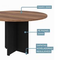 Mesa Circular Office 120cm Pé Painel Web Office Nogal-preto - 5