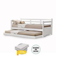 Bicama Solteiro Com 2 Colchões Madeira Enjoy - Branco - Branco - 2