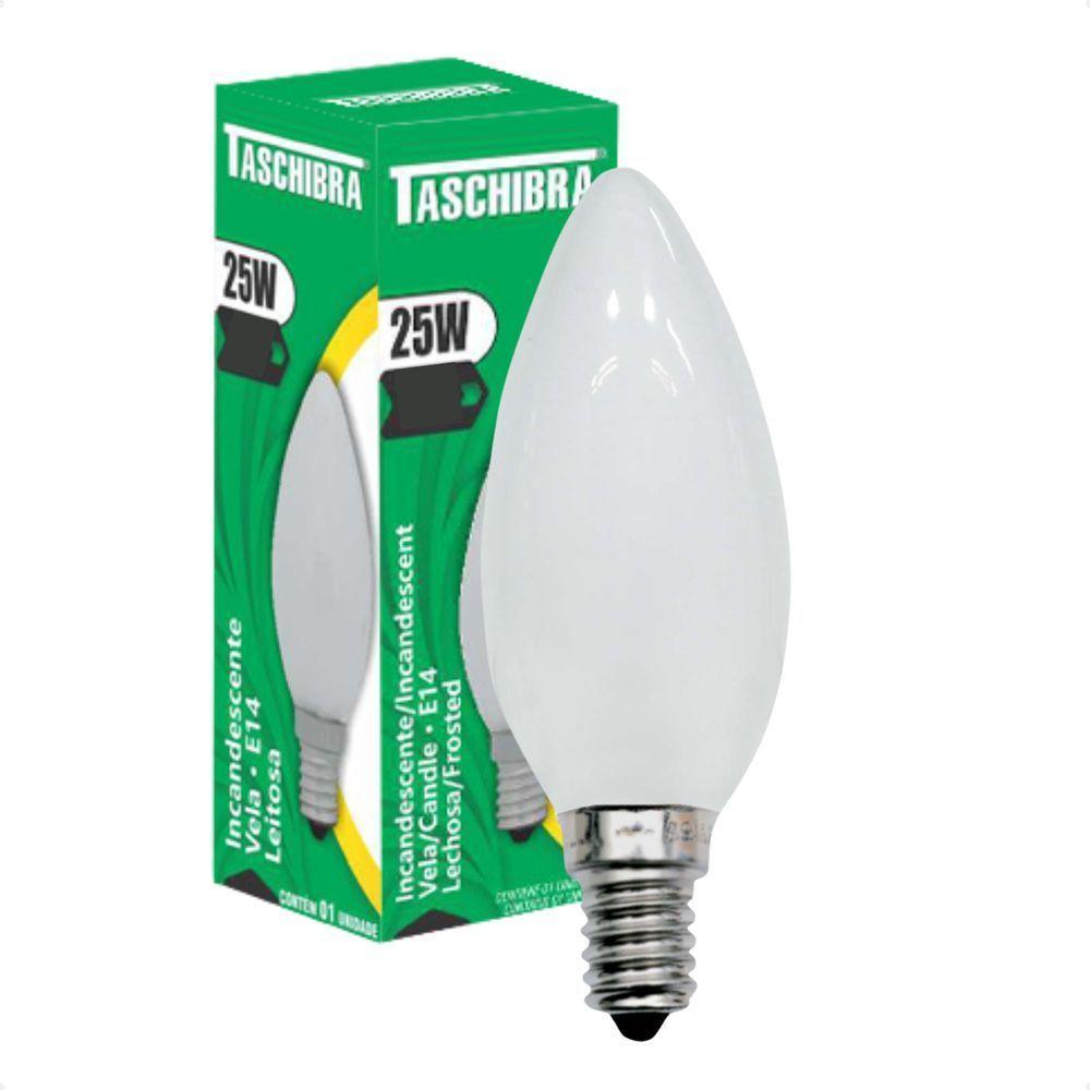 Kit 10 Lâmpadas Incandescente Taschibra Vela 25w E14 Leitosa 220v - 1