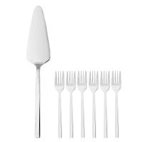 Conjunto Sobremesa 7 Peças Para Bolo Prateado Aço Inox - 1