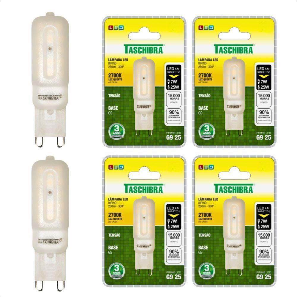 Kit 6 Lâmpadas Led Taschibra G9 Bipino 2,5w Leitosa 2700k 110v - 1