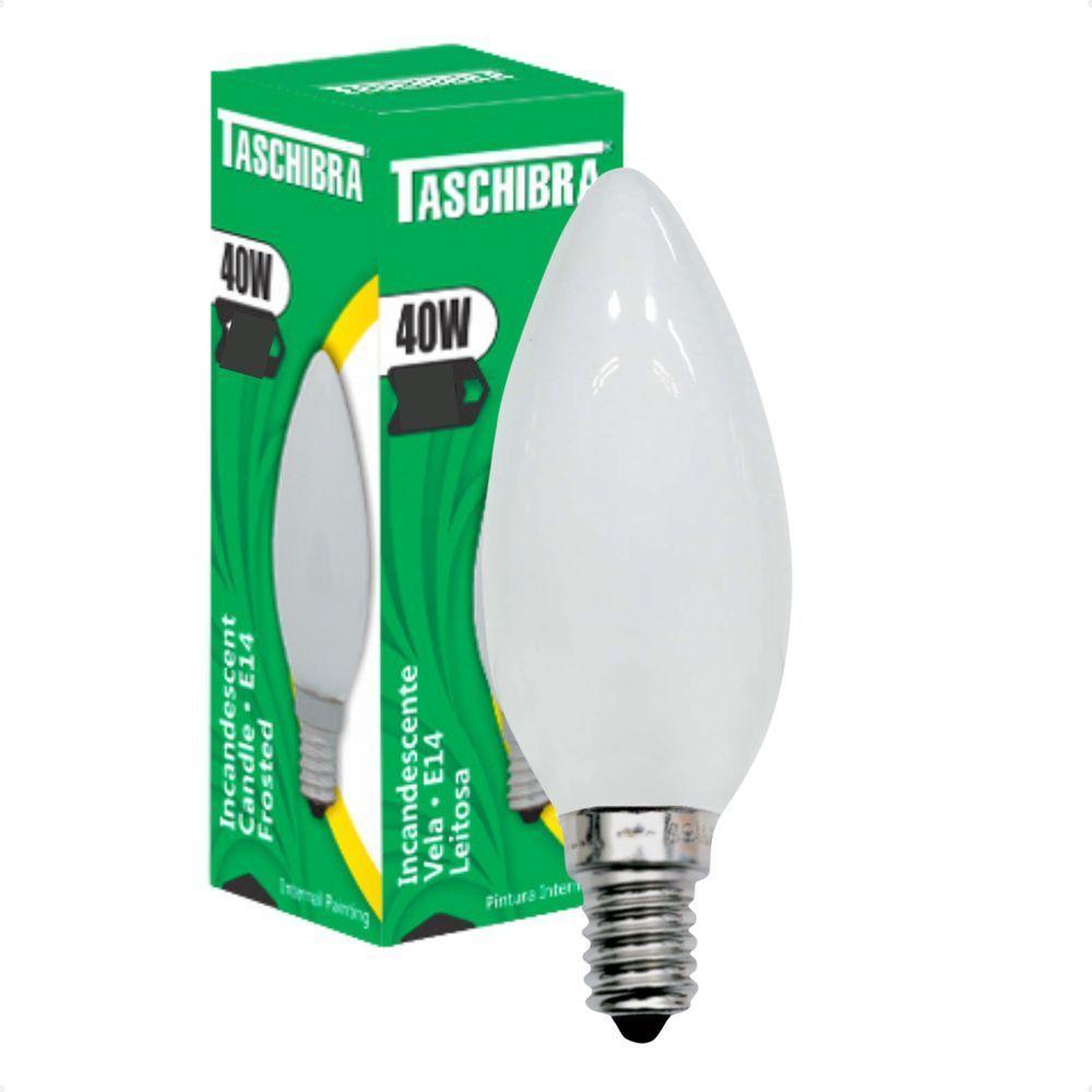 Kit 8 Lâmpadas Incandescente Taschibra Vela 40w E14 Leitosa 220v - 1
