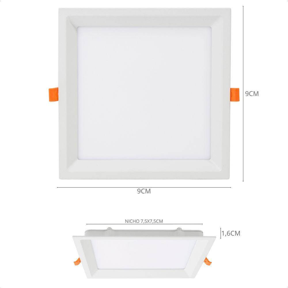Kit 3 Painel De Led Quadrado Embutir Recuado 6w Bivolt Taschibra 6500k Frio - 9