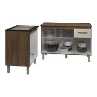 Balcão Para Cooktop 4 Bocas Fran E Armário Aline 118 Cm Cozinha Gabinete Off White Com Tampo Tampão - 5