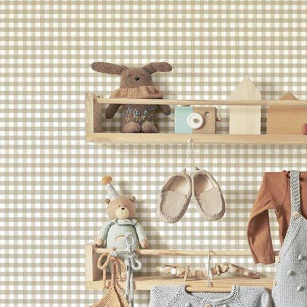 Papel De Parede Happy Xadrez Bege 14847 - 1