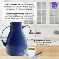 Garrafa Térmica Bule Com Gatilho 1 Litro Café - Azul