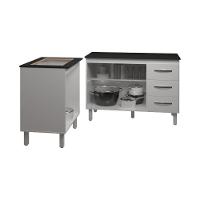 Balcão Para Cooktop 4 Bocas Fran Branco E Armário Bruna 118 Cm Cozinha Gabinete Branco Com Tampo Tampão Preto