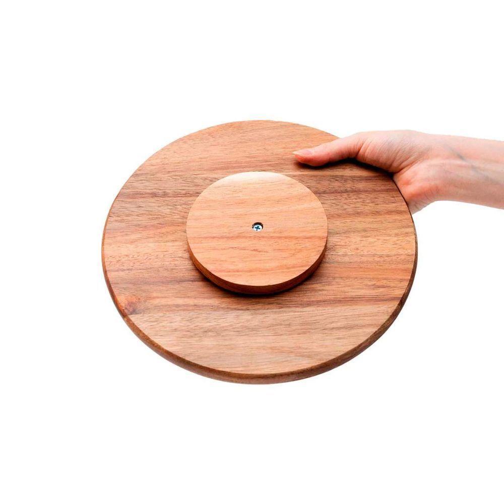 Tábua Com Base Giratória Em Madeira Acácia 25cm - 2