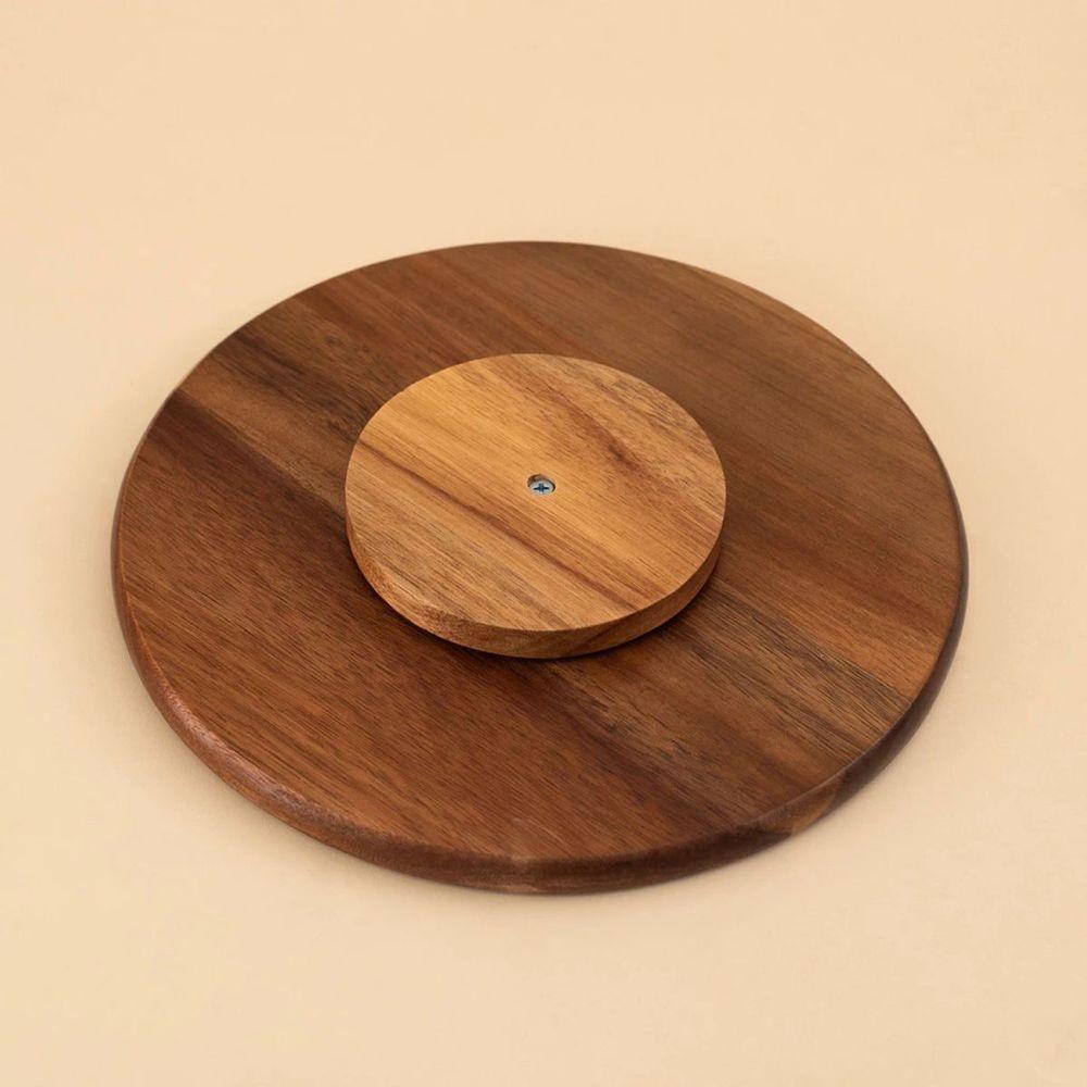 Tábua Com Base Giratória Em Madeira Acácia 25cm - 6