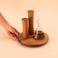 Tábua Com Base Giratória Em Madeira Acácia 25cm - 3