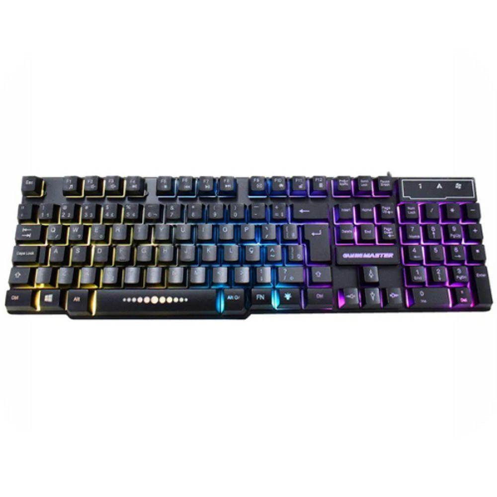 Teclado Gamer Semi Mecânico Led Usb Abnt2 Km-52 Rgb - 1