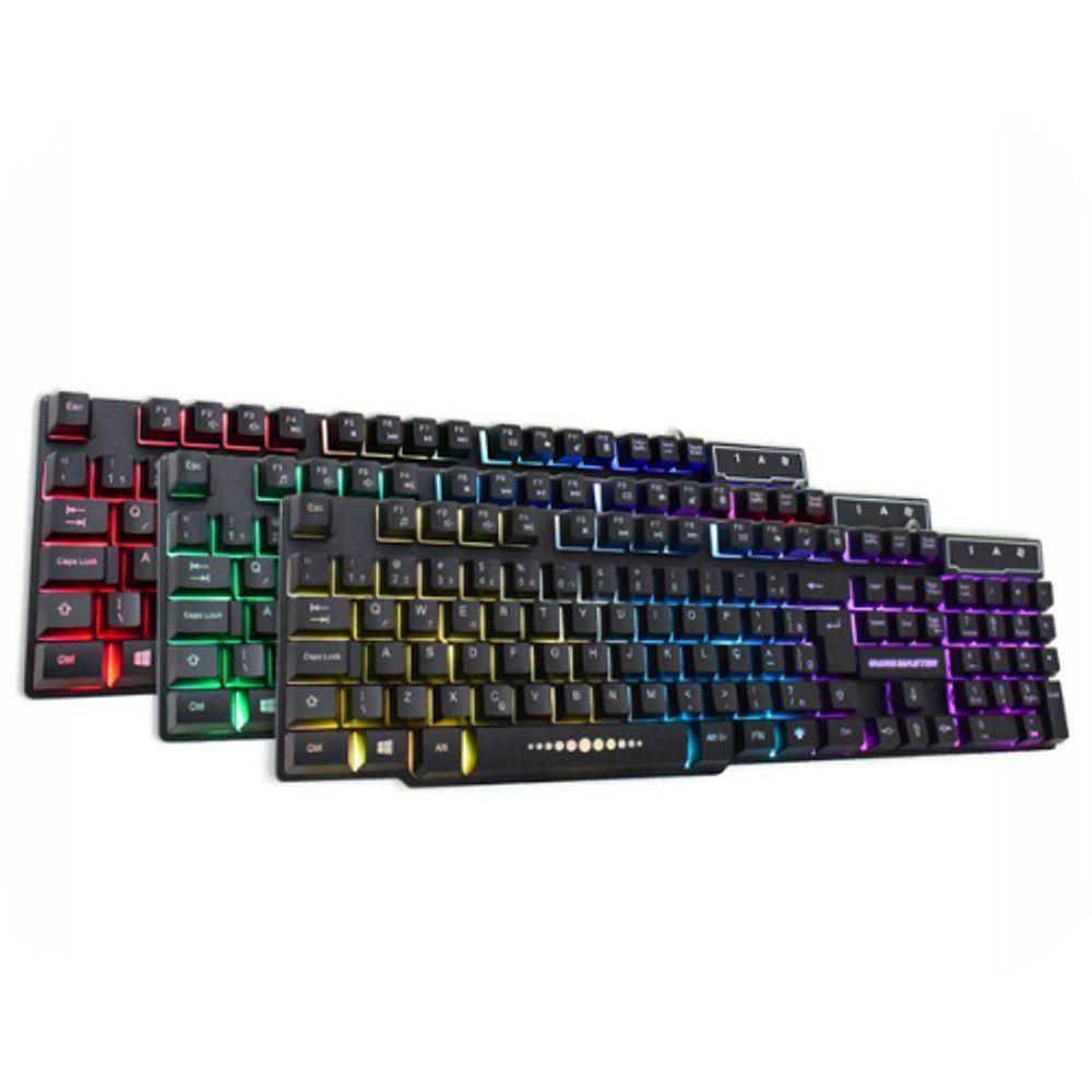 Teclado Gamer Semi Mecânico Led Usb Abnt2 Km-52 Rgb - 4