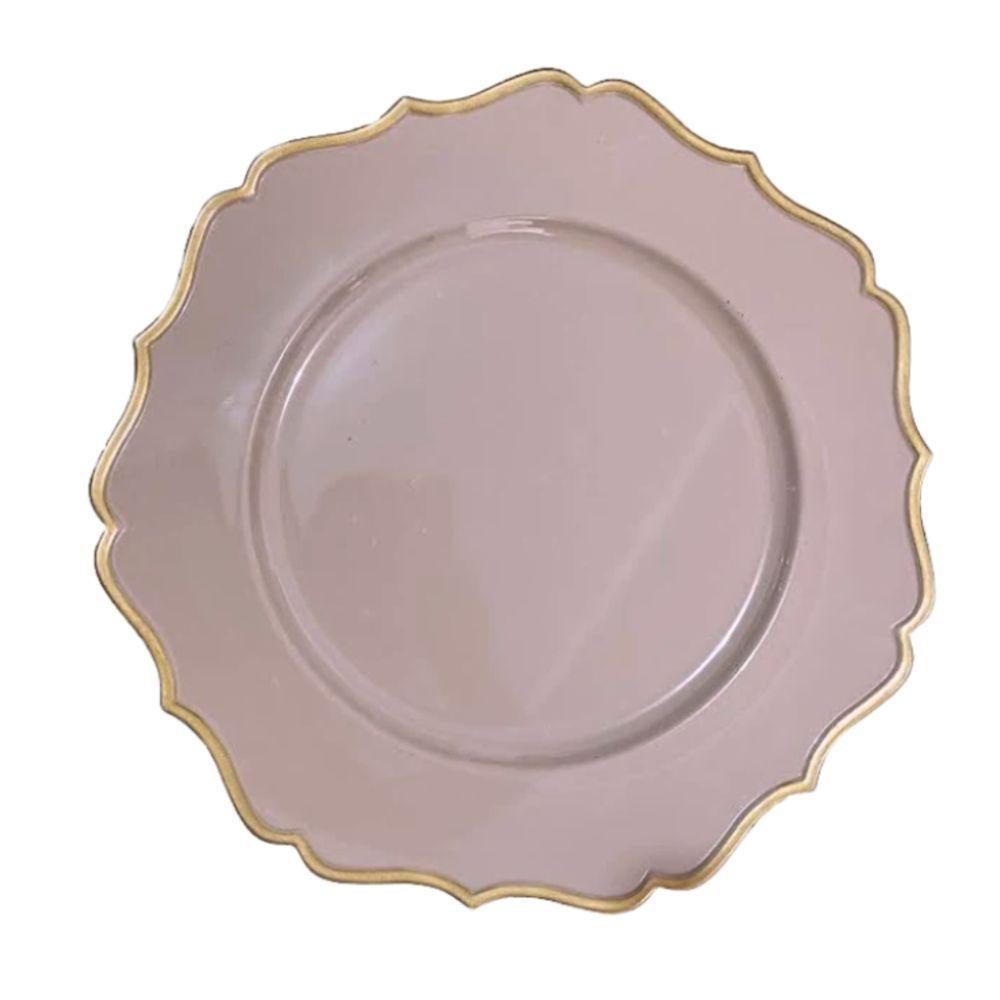 Sousplat Em Polipropileno 33cm Rafimex Bege E Dourado - 1