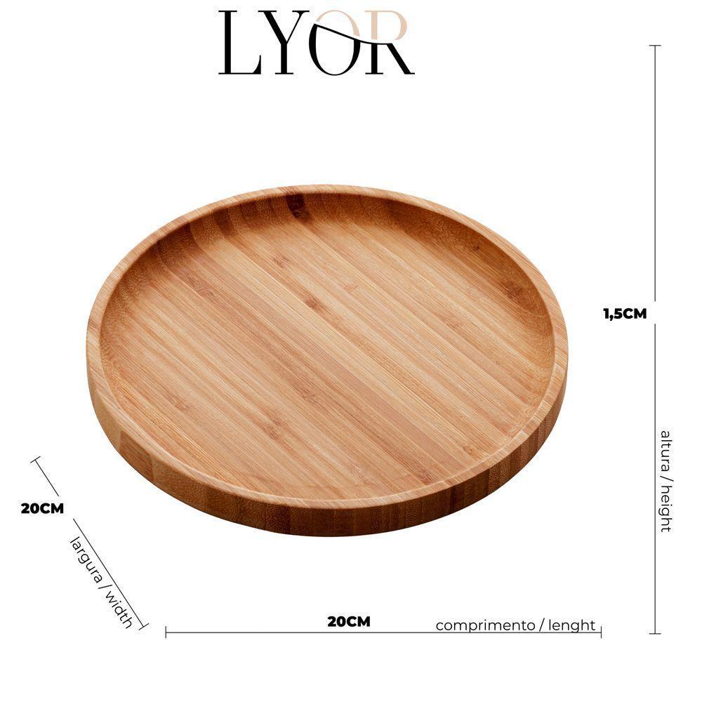 Kit Com 2 Bandejas De Bambu Redonda Petisqueira Decorar 20cm - 3