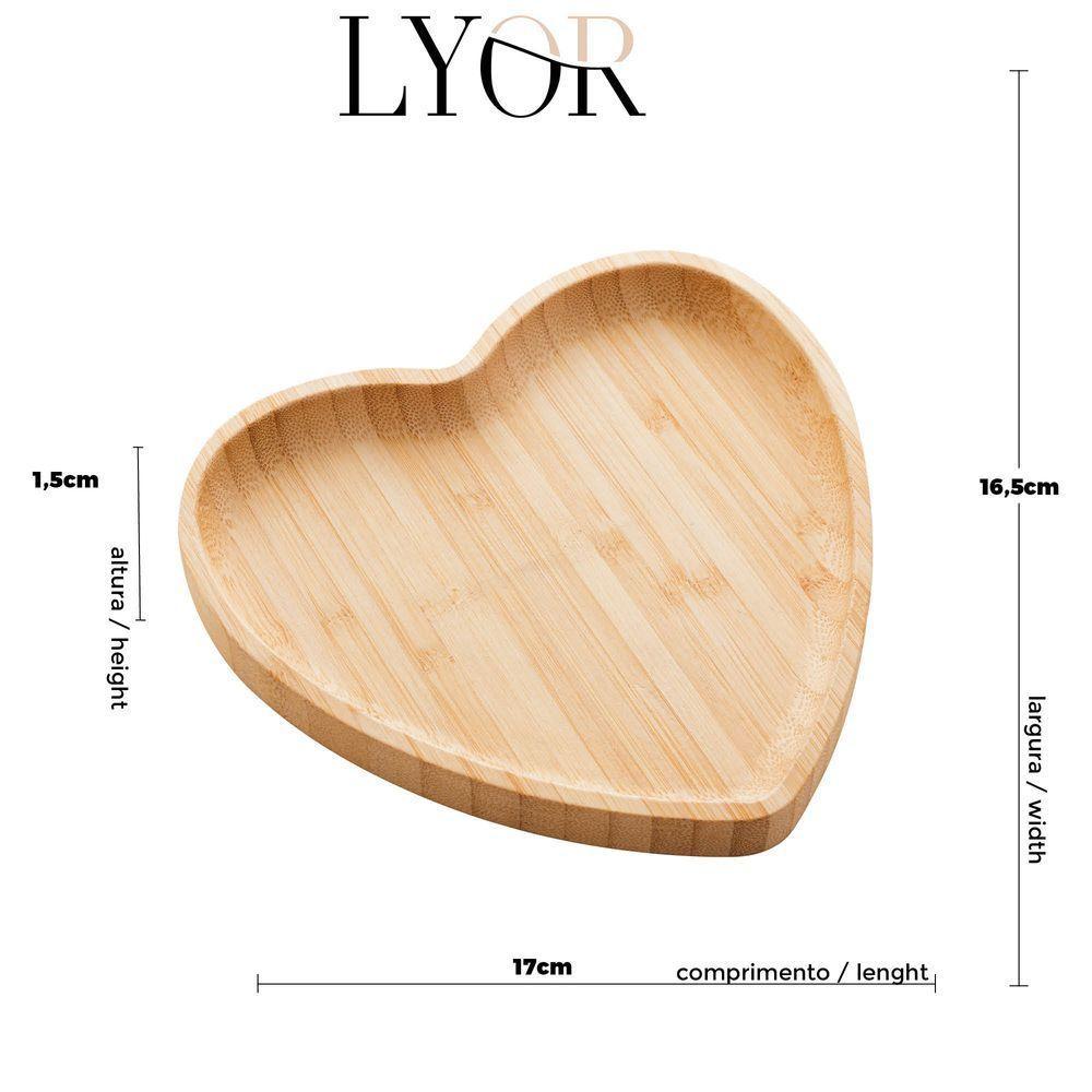 Kit Com 2 Bandejas De Coração Em Bambu Servir Decorar 17x16,5cm - 5