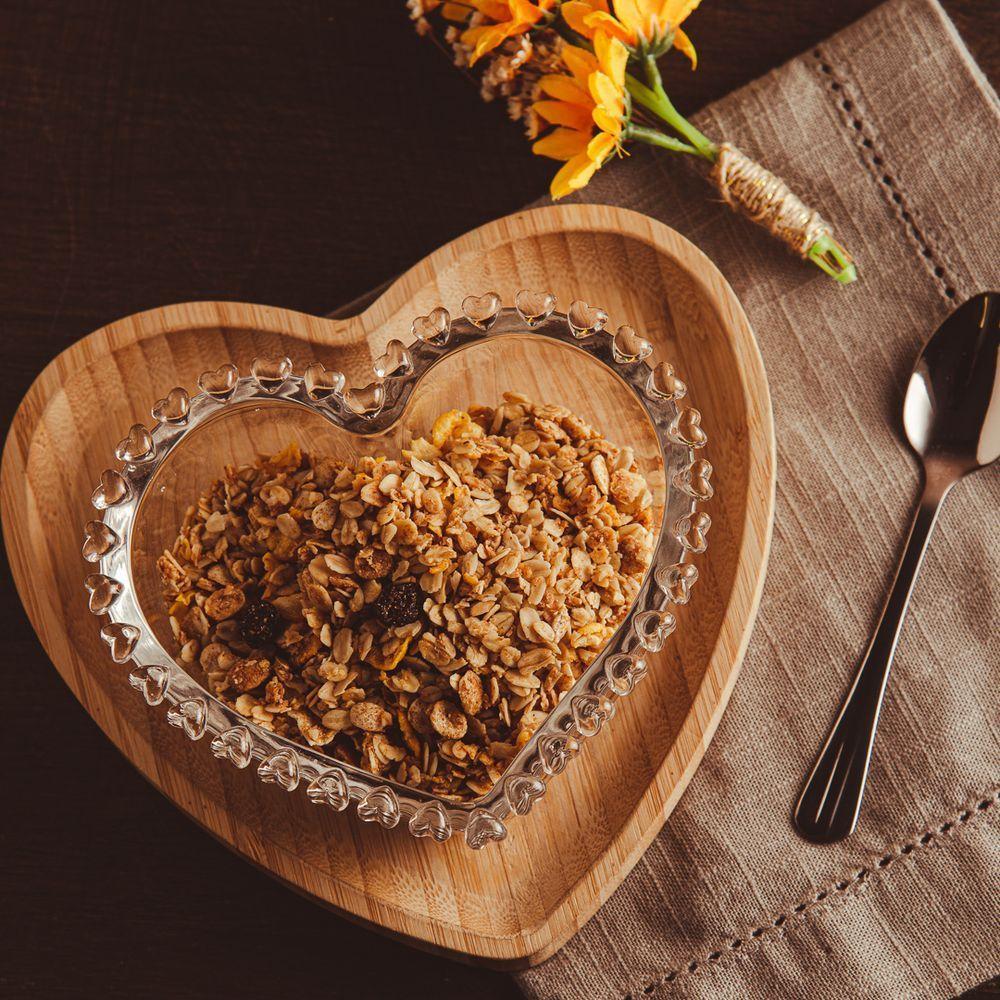 Kit Com 2 Bandejas De Coração Em Bambu Servir Decorar 17x16,5cm - 8