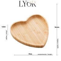 Kit Com 2 Bandejas De Coração Em Bambu Servir Decorar 17x16,5cm - 5