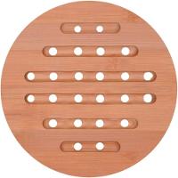 Kit Com 2 Descanso Apoio De Panela Redondo Em Bambu 15cm