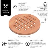 Kit Com 2 Descanso Apoio De Panela Redondo Em Bambu 15cm - 5