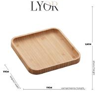 Kit 2 Bandejas Prato De Bambu Multiuso De Servir 17x17