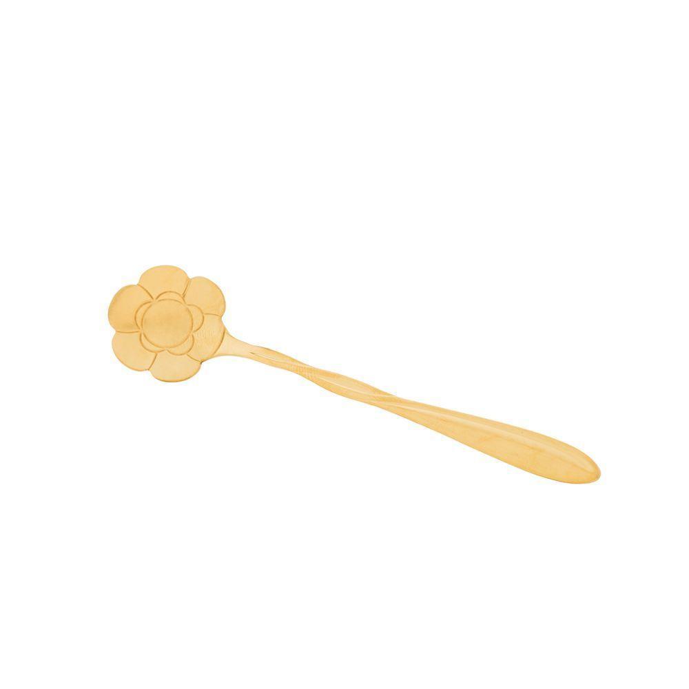 Conjunto 4 Colheres Aço Inox Para Chá E Café Flores Dourado - 5