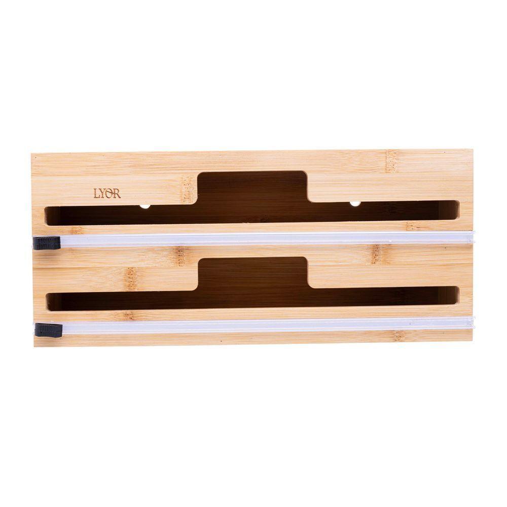 Suporte Parede Para Papel Alumínio E Plástico Filme Em Bambu - 2