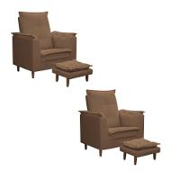 Kit 02 Poltronas Maria Para Amamentação E Descanso Com Puff Confortável Suede Marrom Mabe Magazine - 1