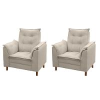 Kit 02 Poltronas Isa Escritório Consultório Recepção Suede Bege - Mabe Magazine - 1