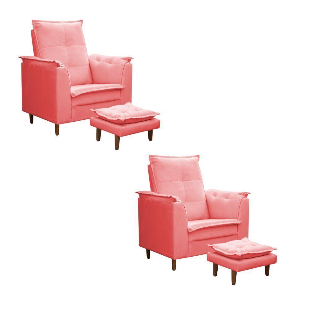 Kit 02 Poltronas Maria Para Amamentação E Descanso Com Puff Confortável Suede Rose Mabe Magazine - 1
