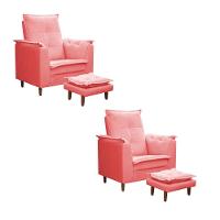 Kit 02 Poltronas Maria Para Amamentação E Descanso Com Puff Confortável Suede Rose Mabe Magazine - 1