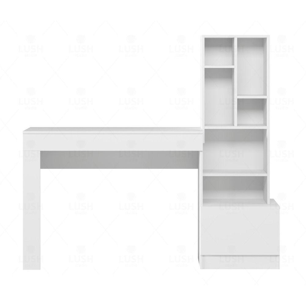 Escrivaninha Office Com Estante Biblioteca Lion Branco Fosco - Mabe Magazine - 3