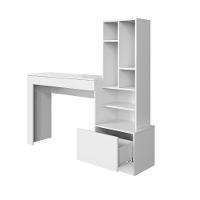 Escrivaninha Office Com Estante Biblioteca Lion Branco Fosco - Mabe Magazine - 2