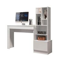 Escrivaninha Office Com Estante Biblioteca Lion Branco Fosco - Mabe Magazine - 4
