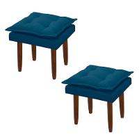 Kit 02 Puff Maria Para Sala De Tv E Estar Quarto Confortável Suede Azul Marinho Mabe Magazine - 1