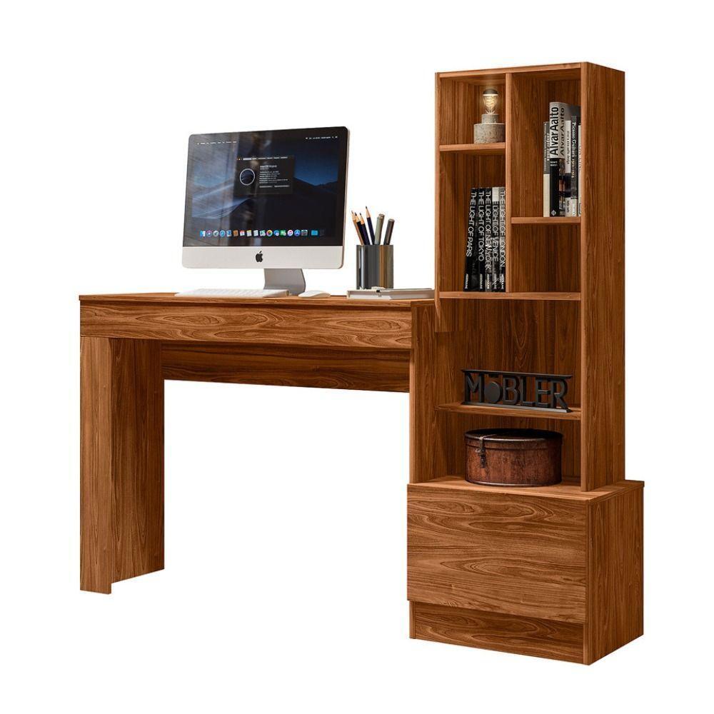 Escrivaninha Office Com Estante Biblioteca Lion Cinamomo Mel - Mabe Magazine - 3